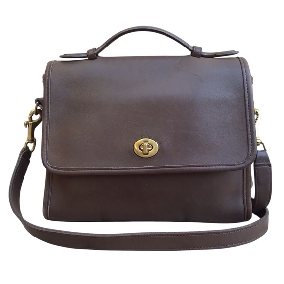 COACH Vintage Brown Leather Court Bag 9870 - Picture 2 of 16